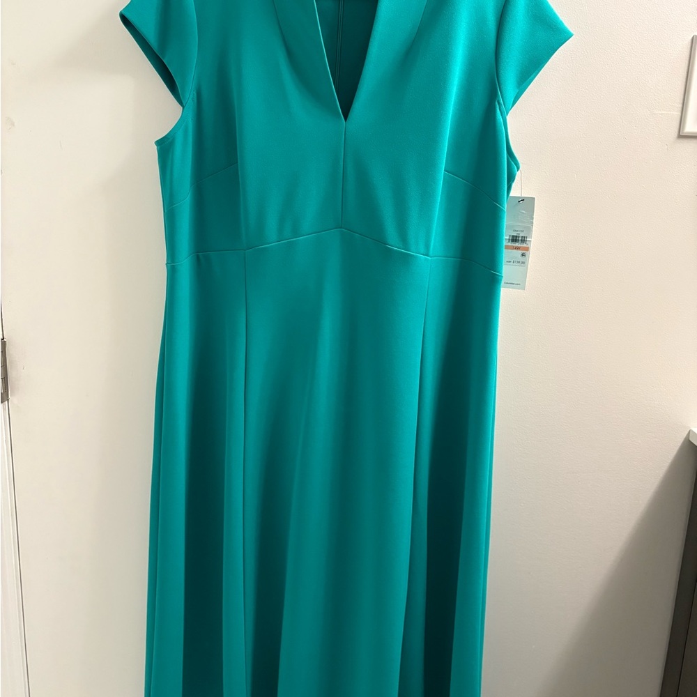 NWT Calvin Klein Fit and Flate Teal Dress, 14W